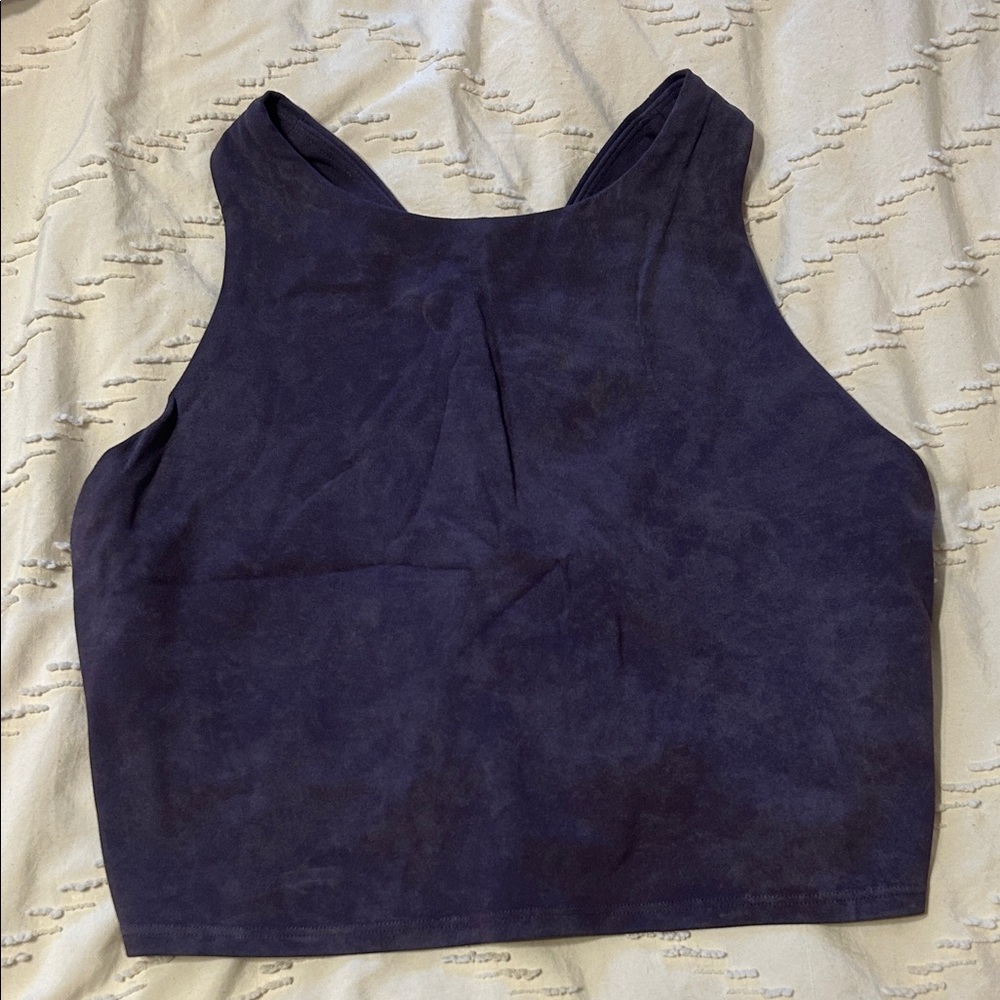Athleta Top Purple Mock Neck Cropped Sleeveless Shirt
